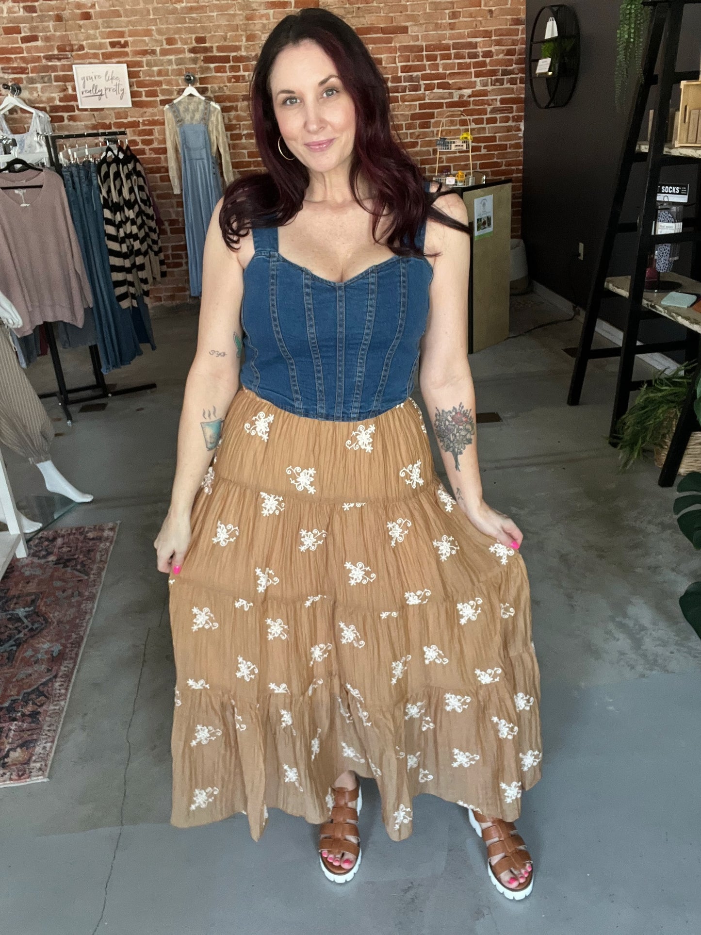 Washed Denim Sleeveless Bustier Top