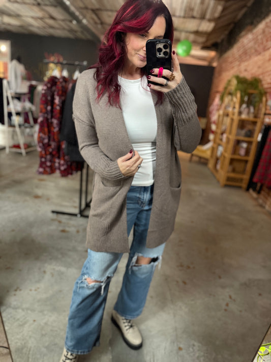 Mocha Side Slit Cardigan