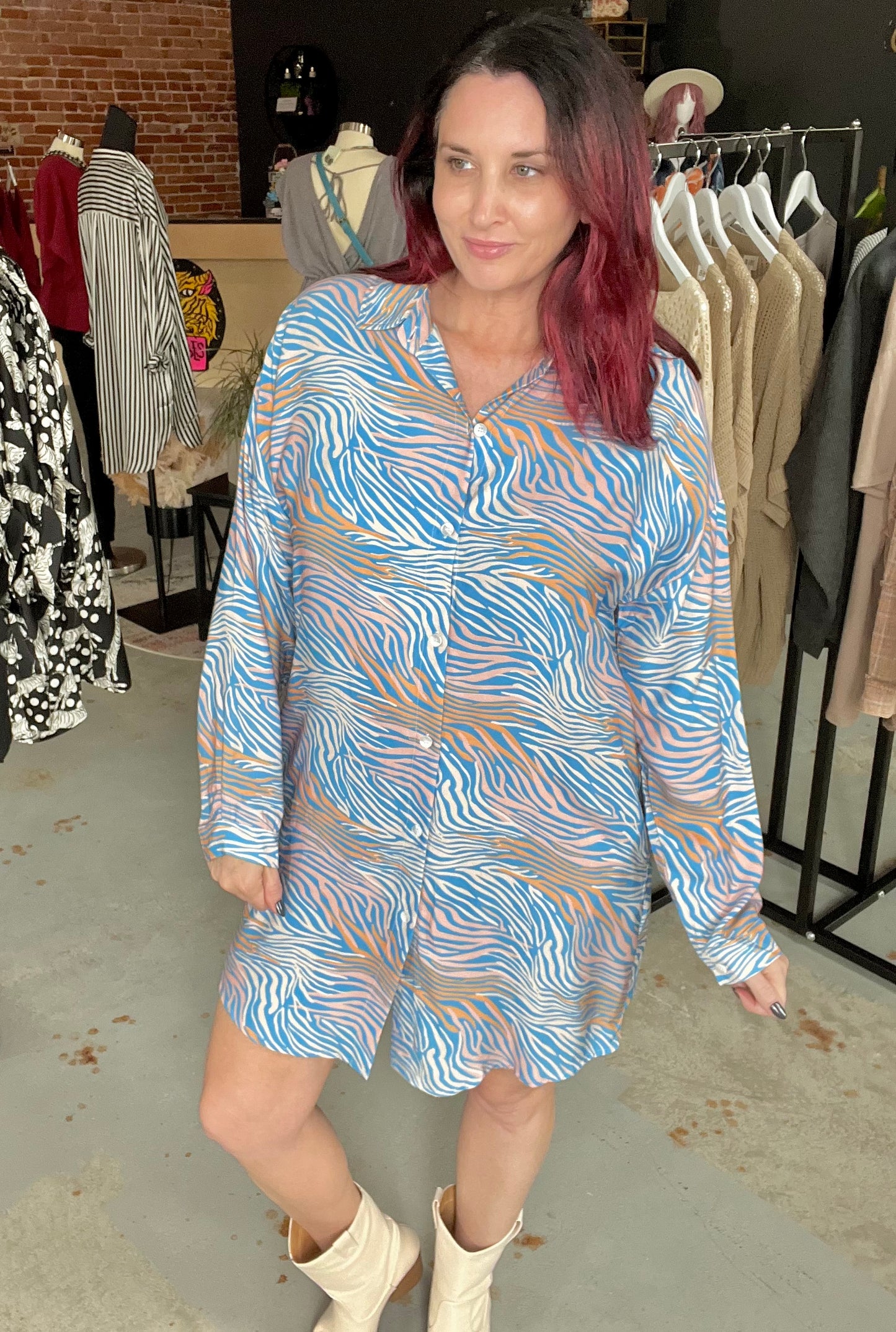 Animal Print Shirt Dress