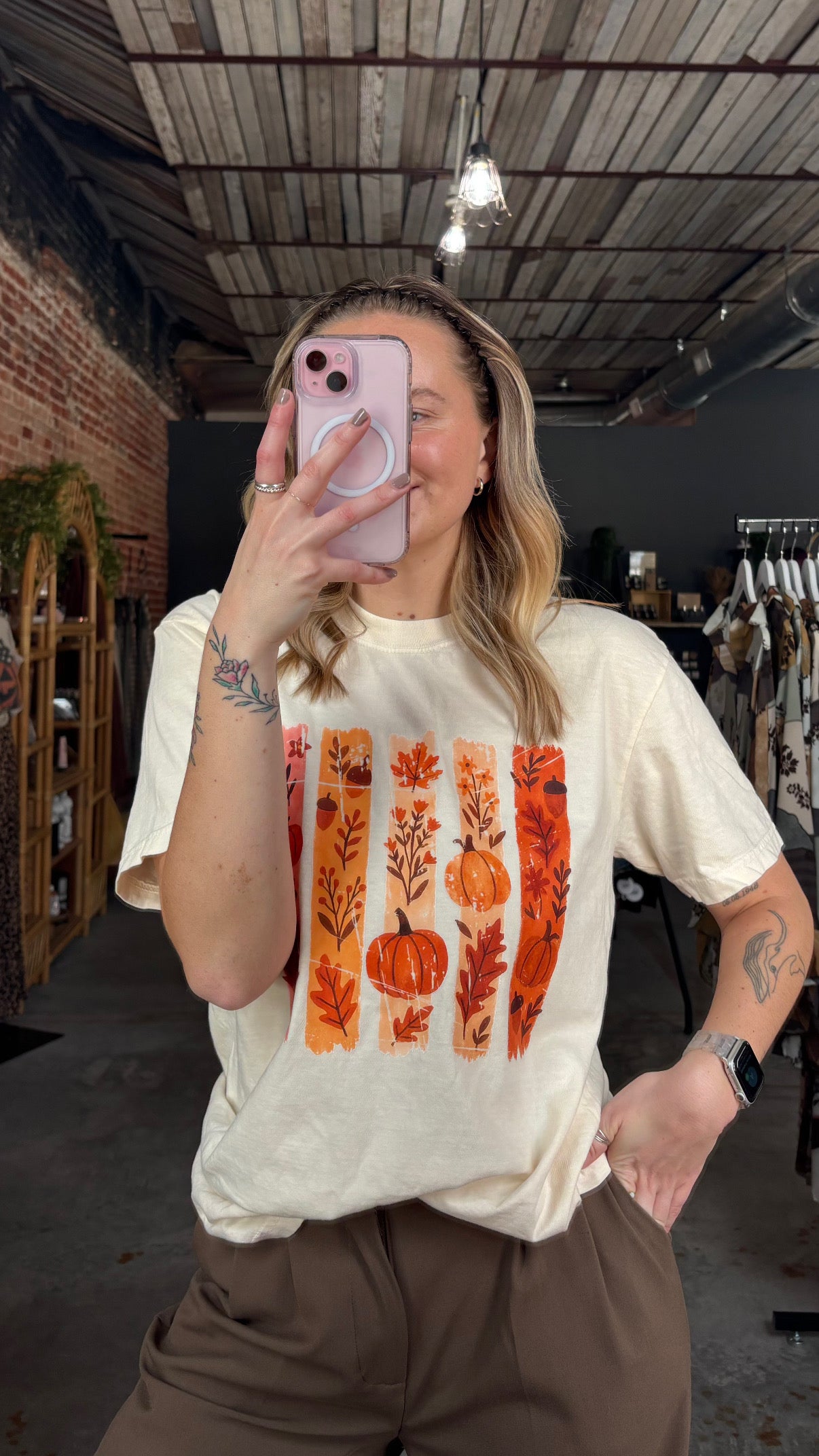 Brushstroke Boho Fall Floral tee