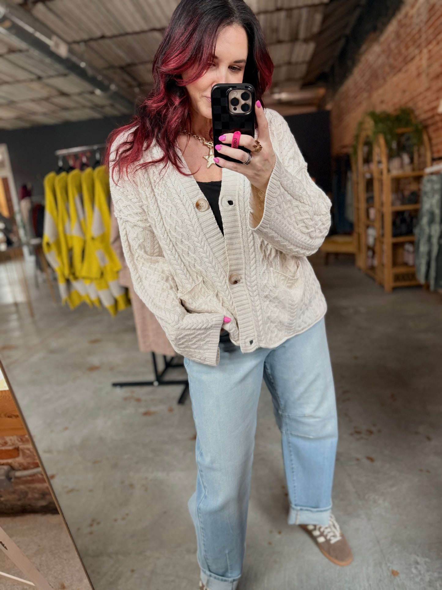 Cable Knit Button Down Cardigan