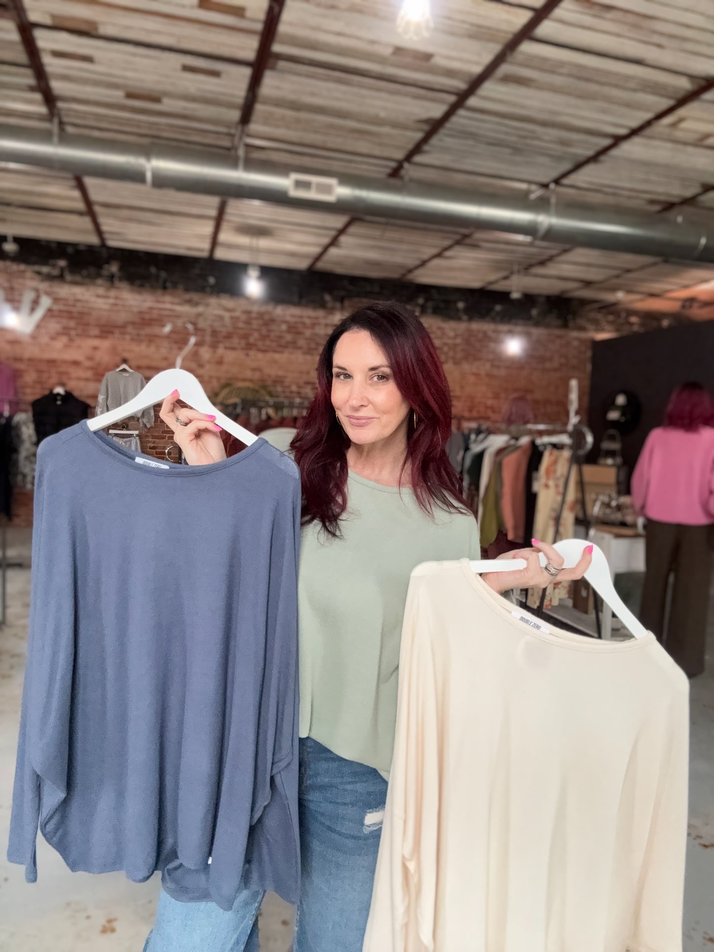 Relaxed Fit Dolman Long Sleeve Top - Sage