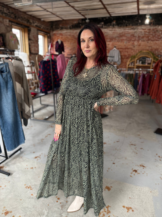 Zebra Print Mesh Dress