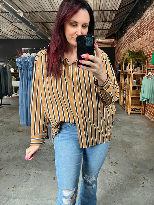 Oversized Striped Button Down