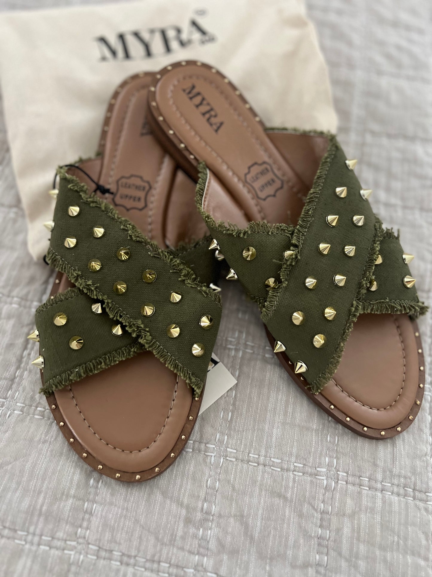 Myra Olive Fluff Flats