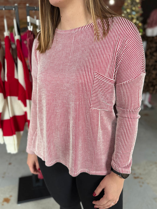 Nauty Stripes Long Sleeve - Red