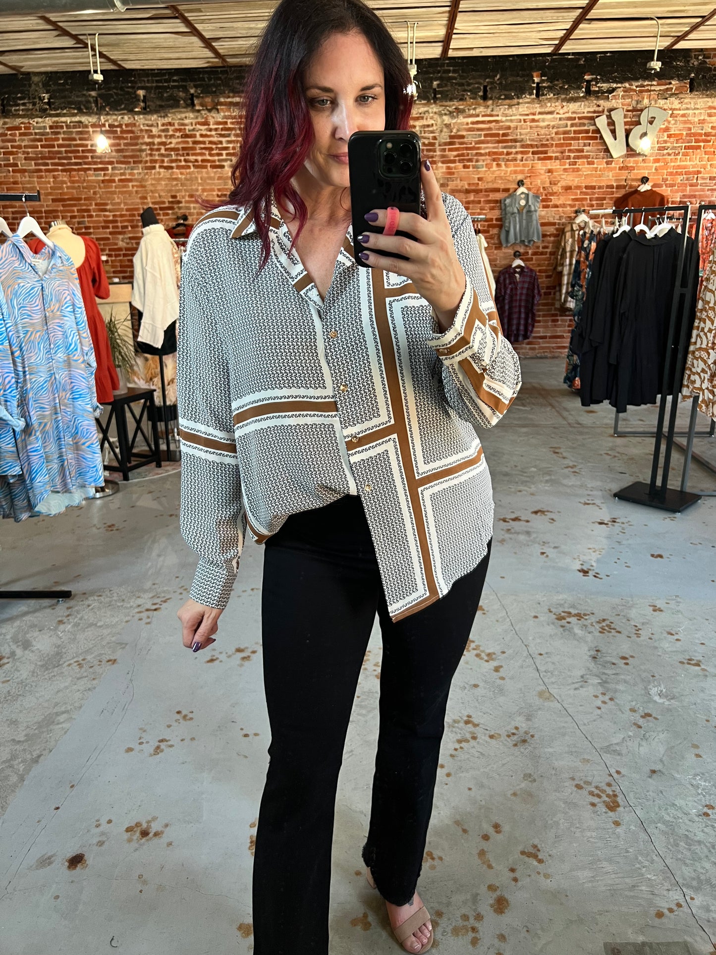 Brown Stone Button Shirt