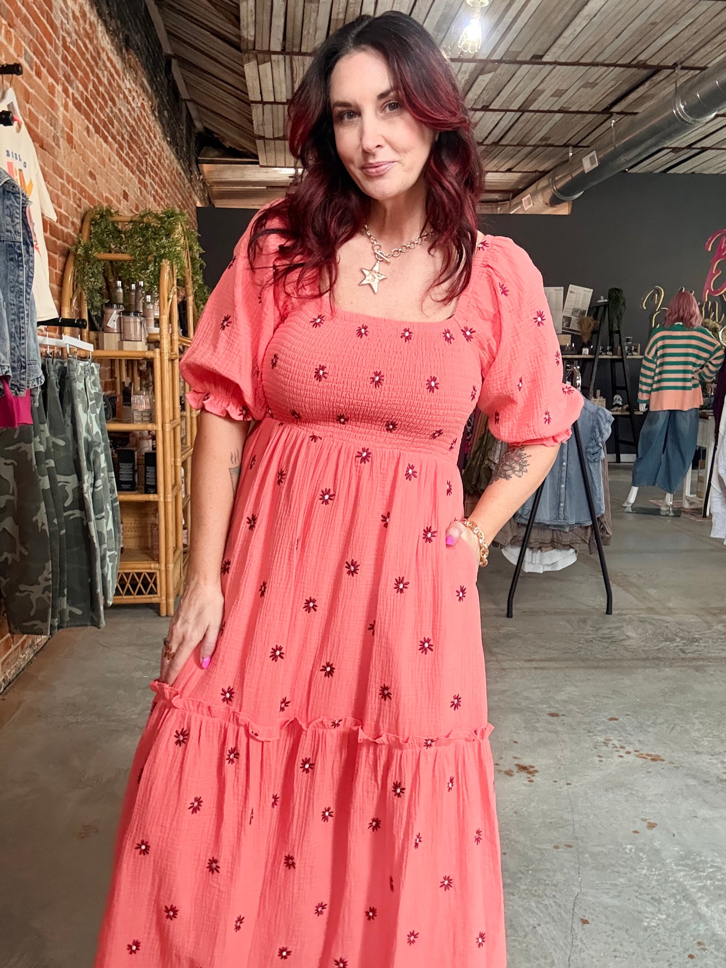 Flower Embroidered Maxi Dress