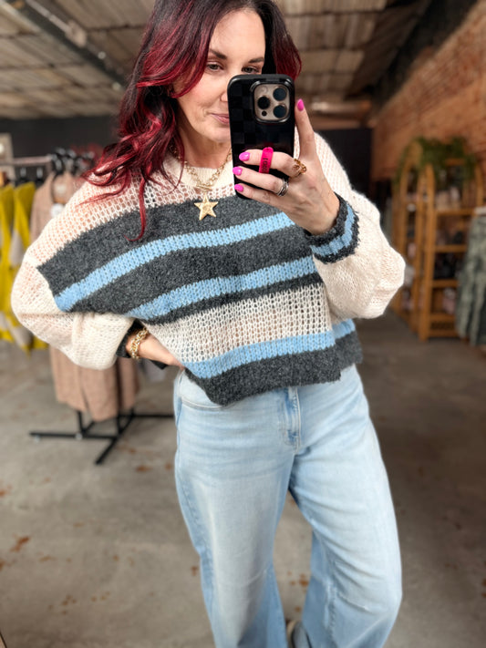 Striped Cropped Crochet Top