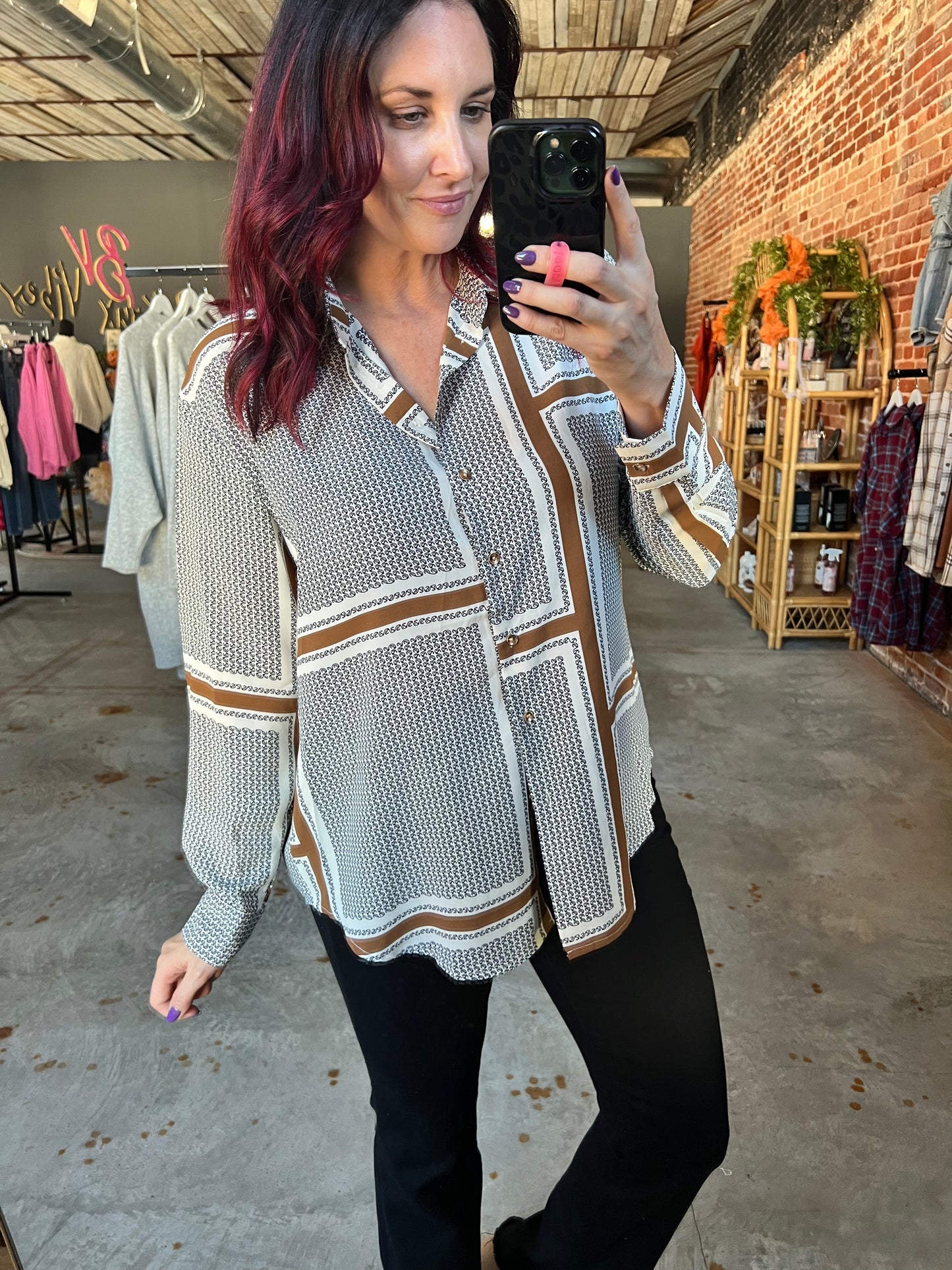 Brown Stone Button Shirt