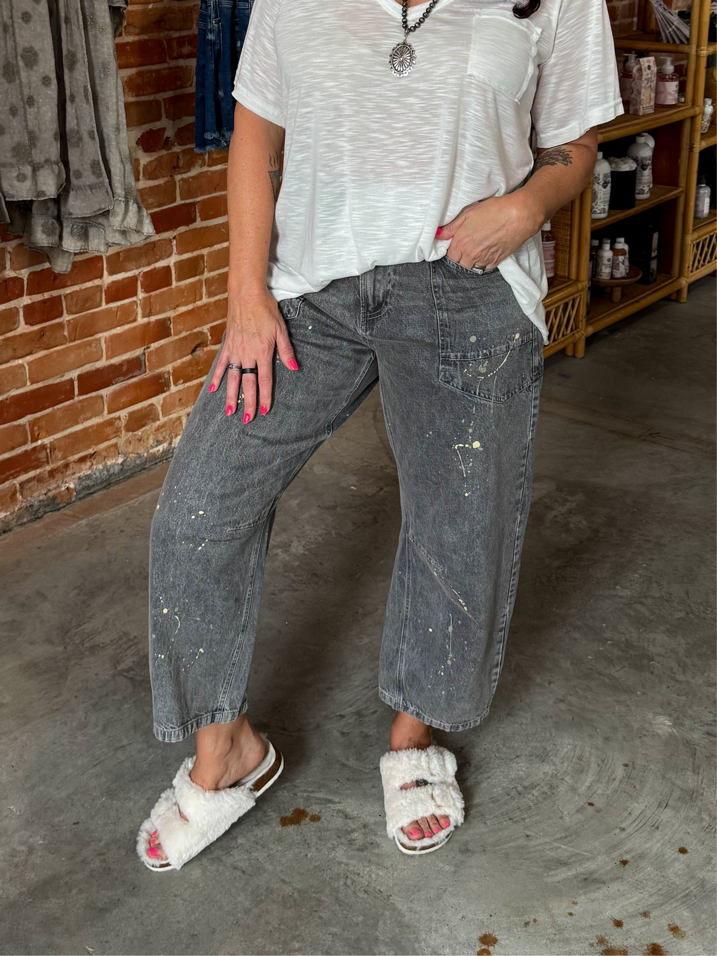 Mineral Wash Barrel Jeans