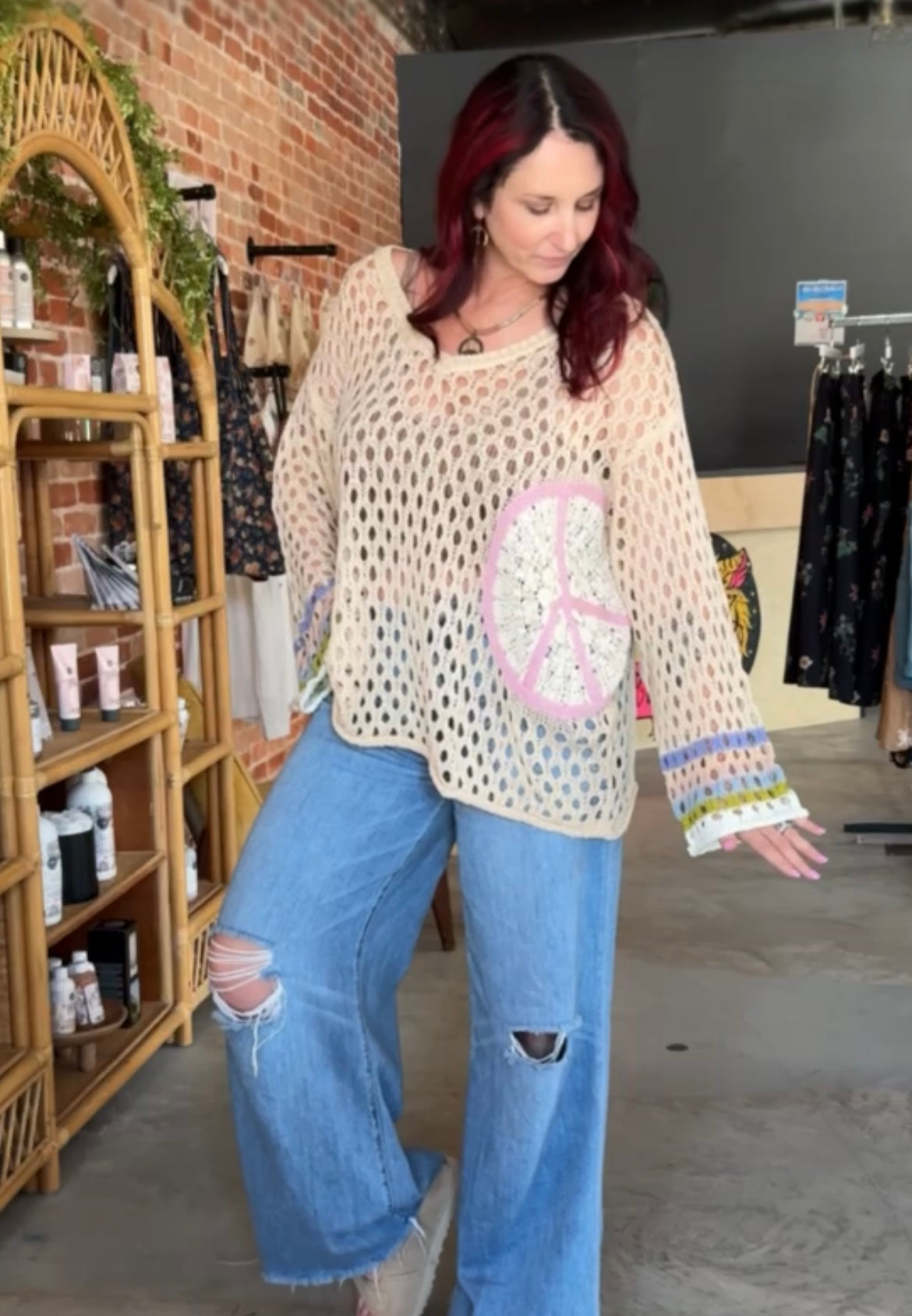 POL Crochet Peace Sign top