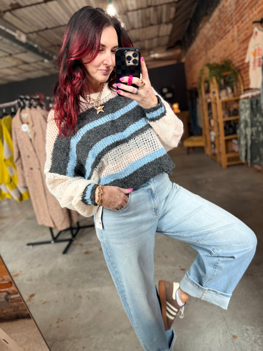 Striped Cropped Crochet Top