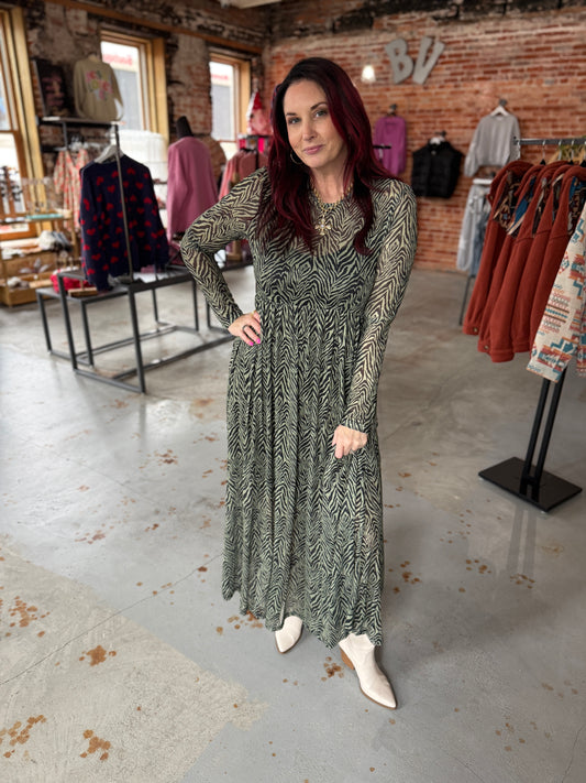 Zebra Print Mesh Dress