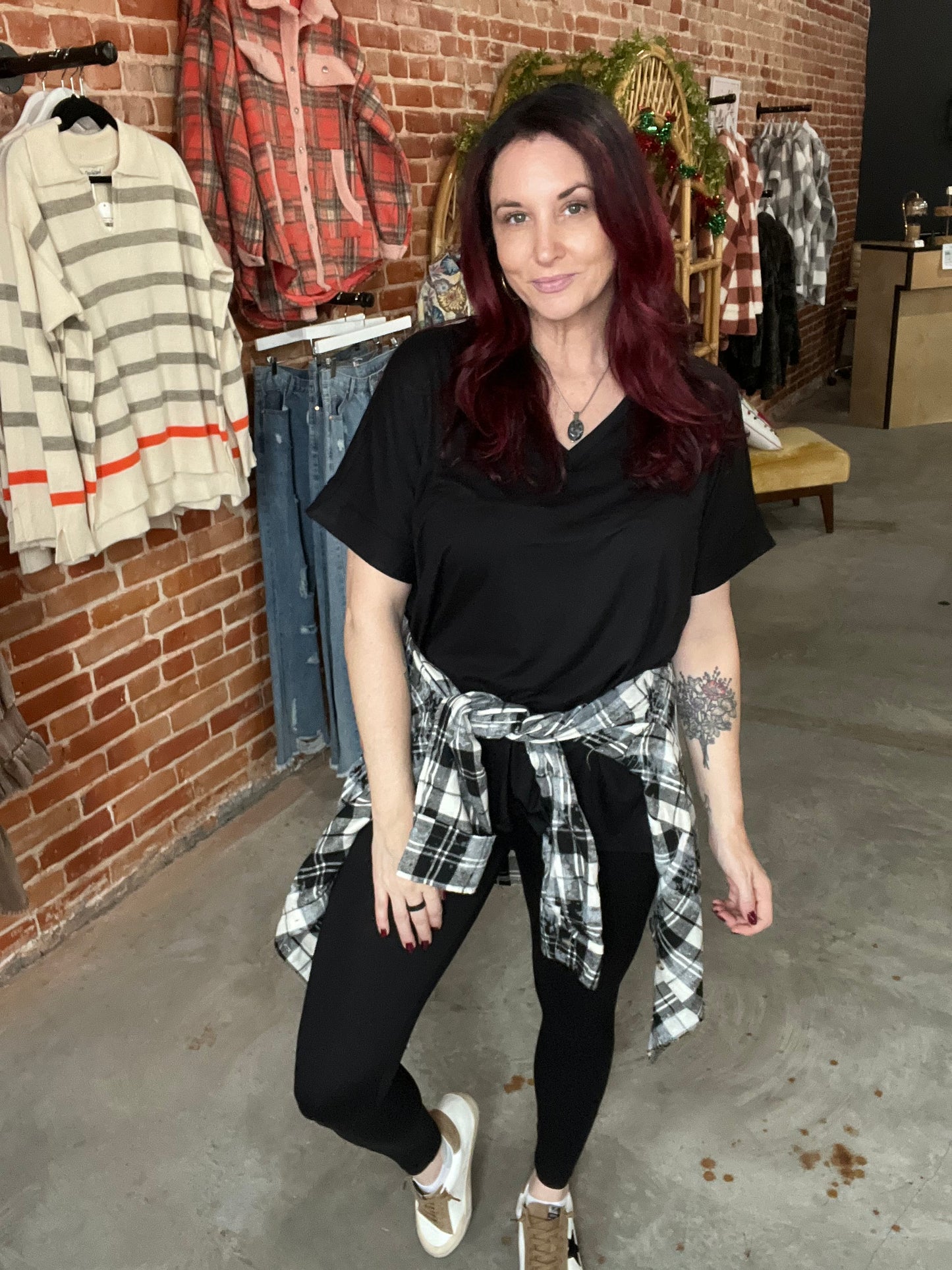 Loungewear Short Sleeve Legging Set - Black