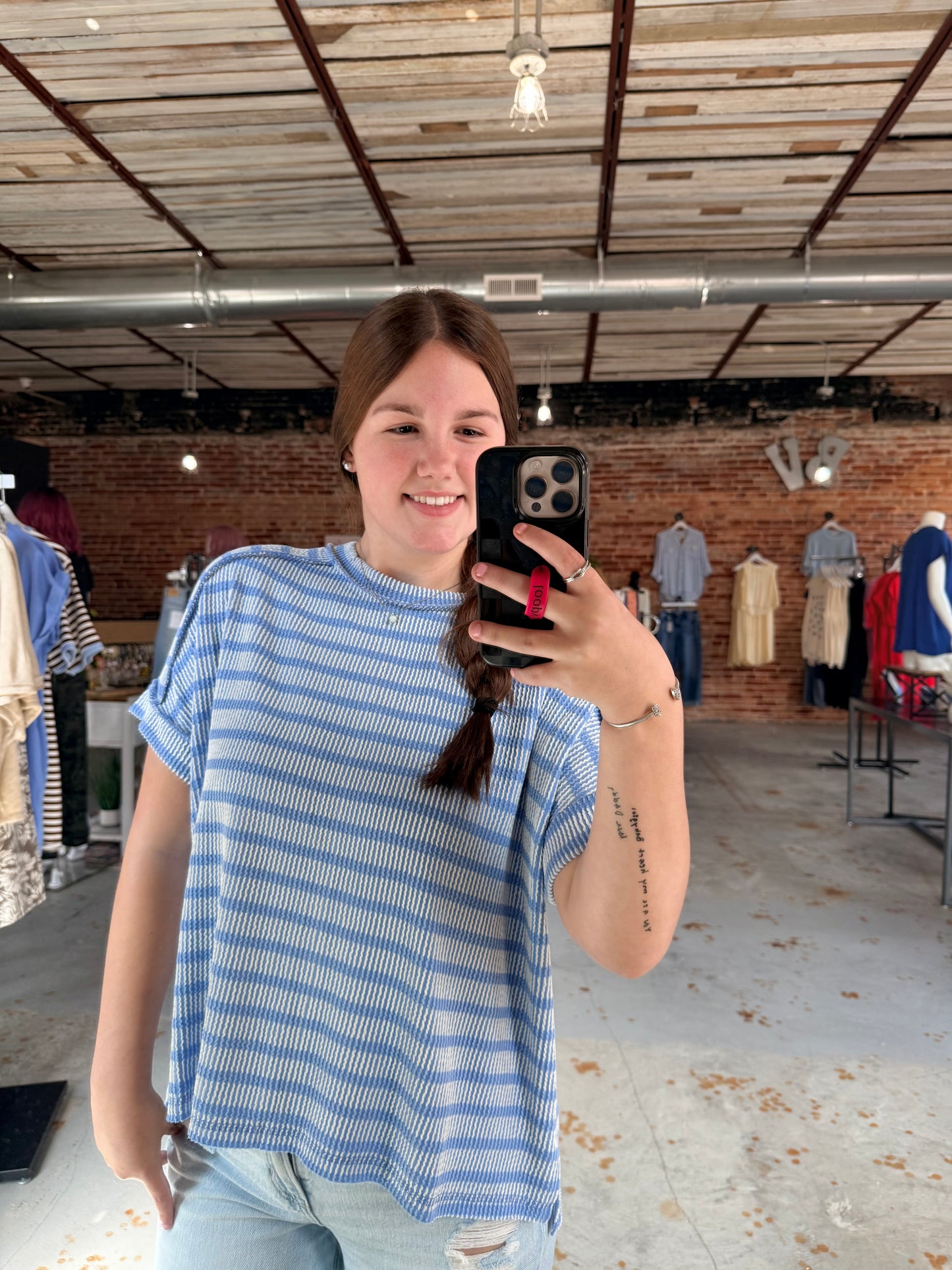 Casey Striped Tee - Periwinkle