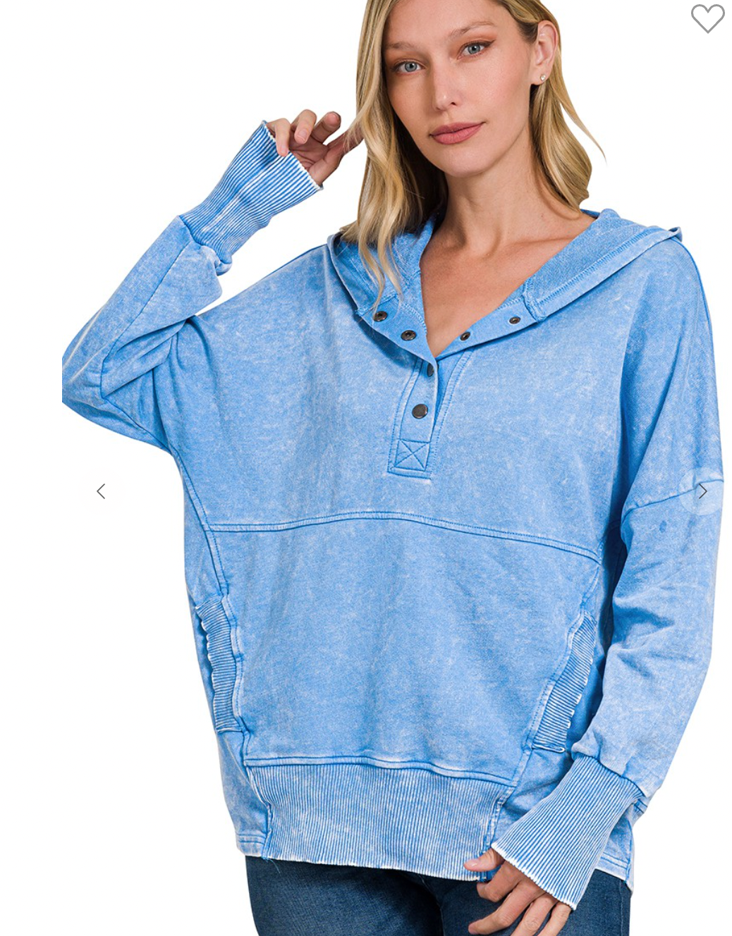 Acid Wash Hoodie - Sky Blue