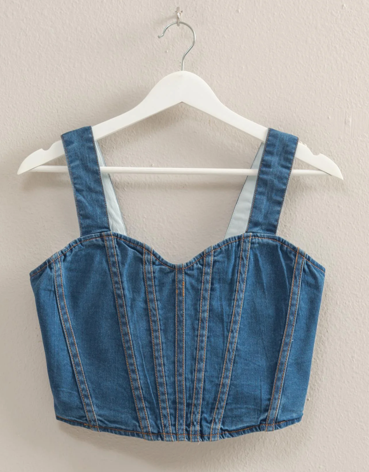 Washed Denim Sleeveless Bustier Top
