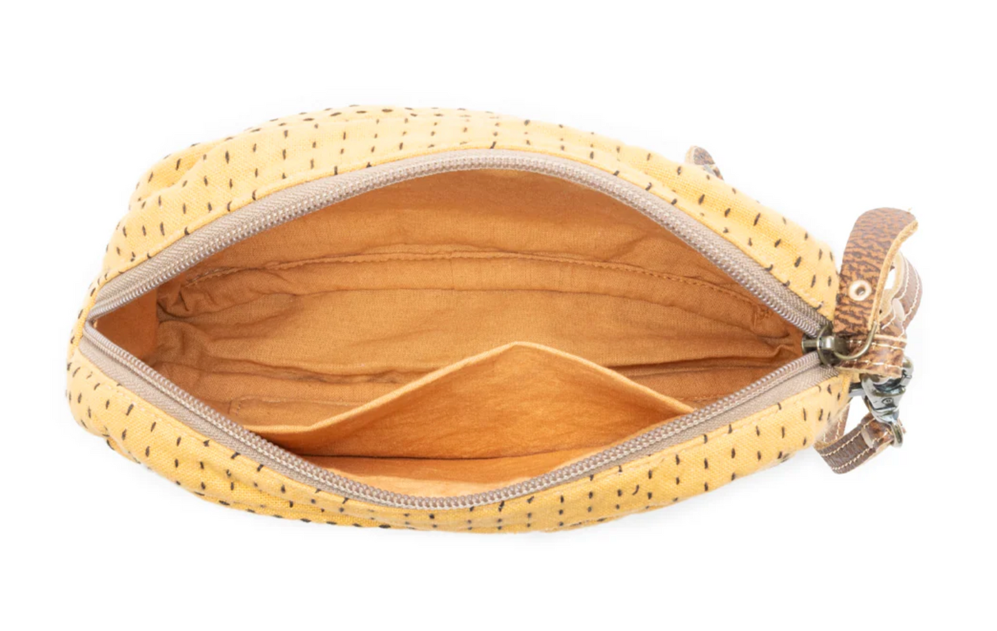 Daisy Pop Woven Pouch in Marigold Yellow