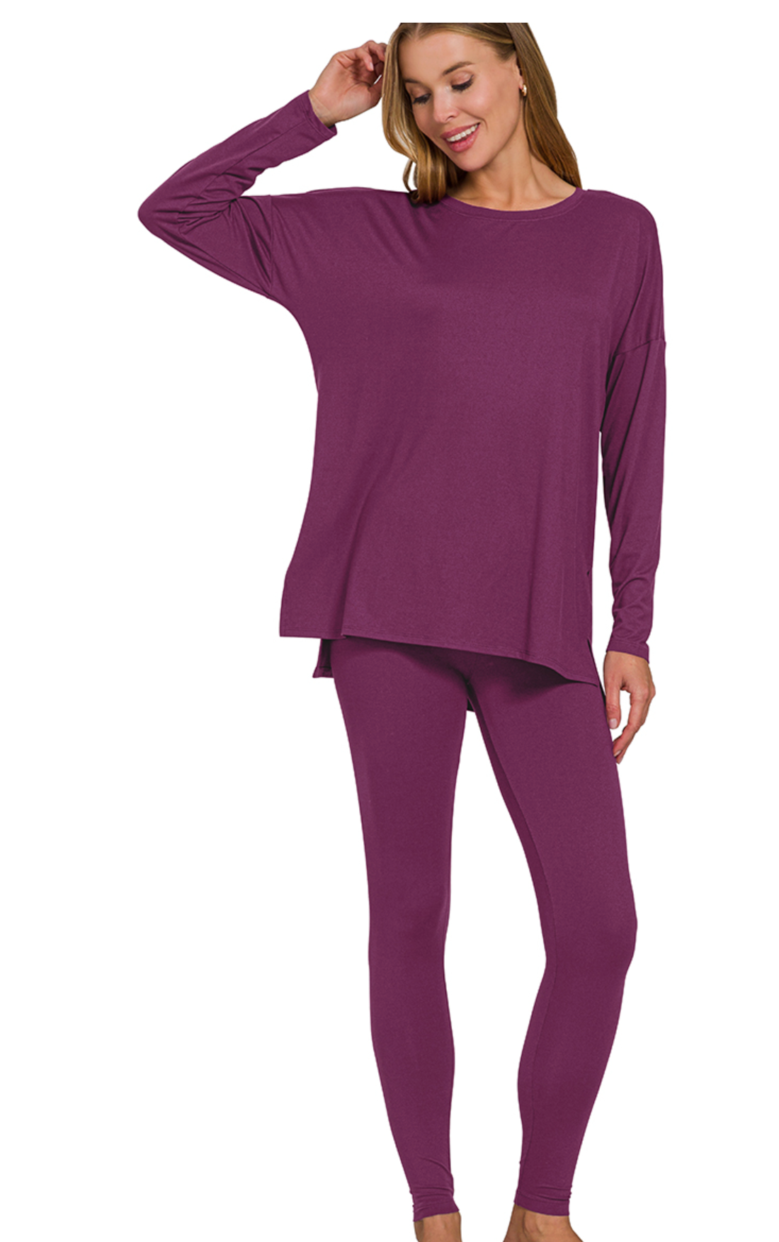 Loungewear Long Sleeve Set - Eggplant