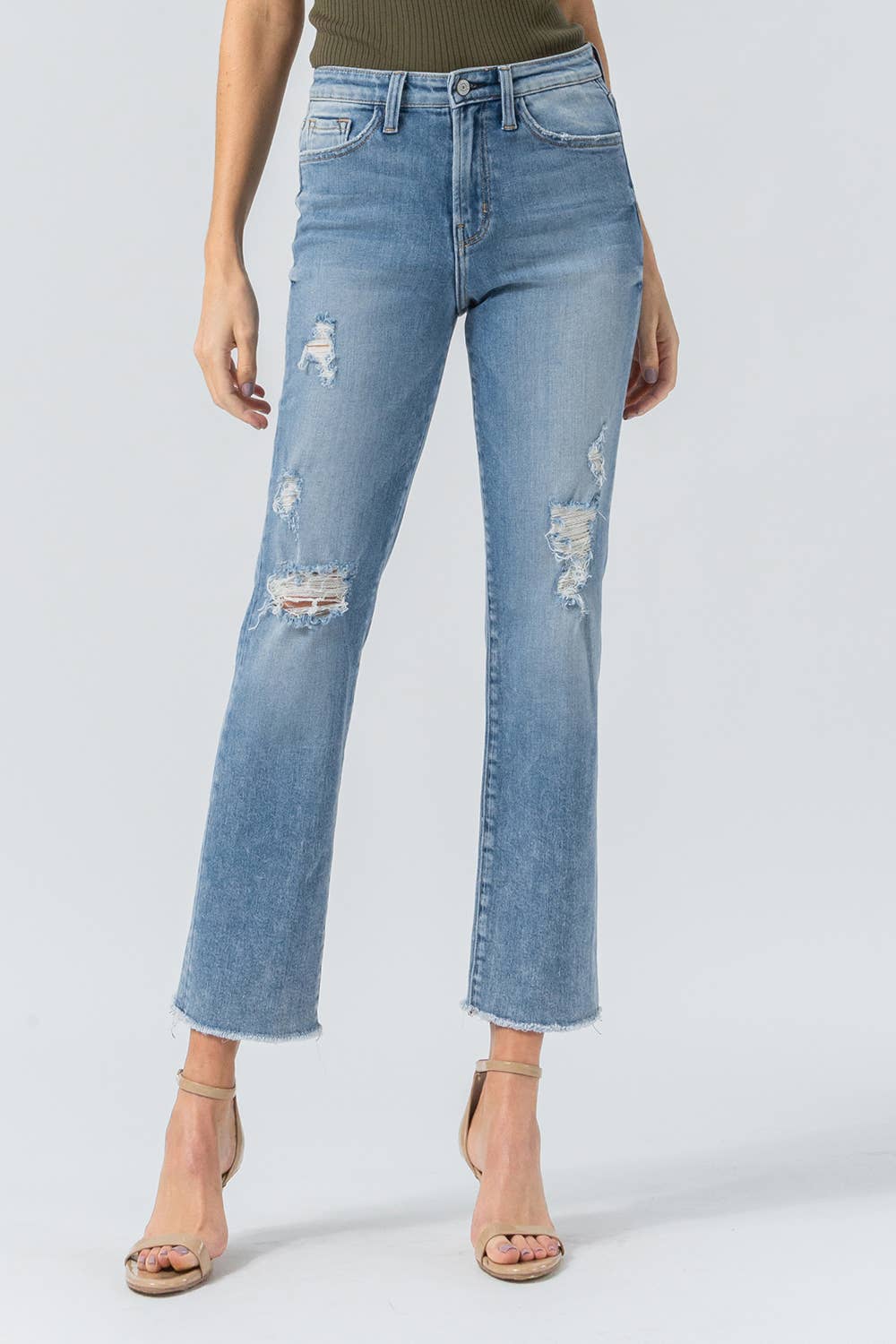 High Rise Distressed Raw Hem