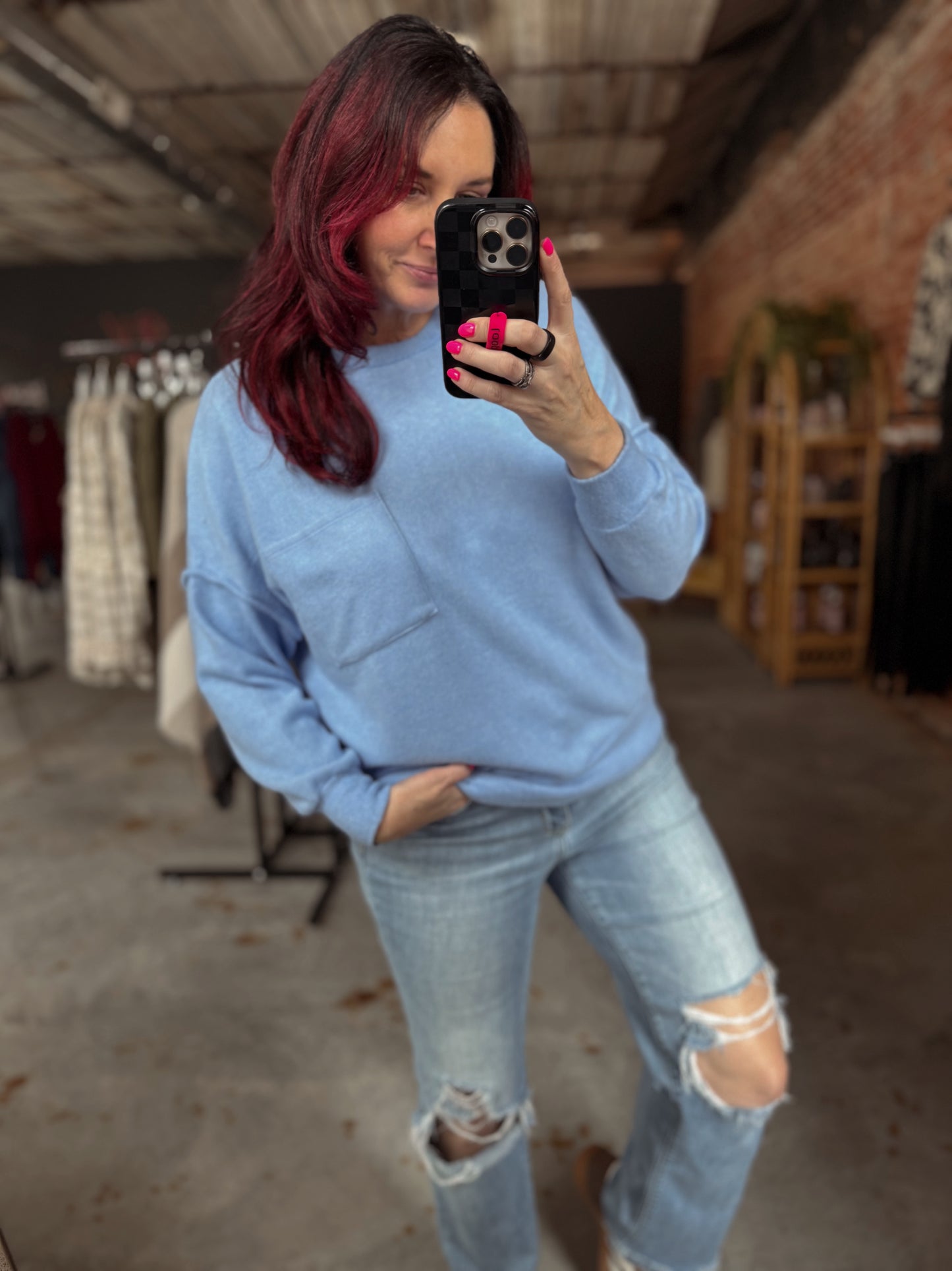 Basic Oversized Sweater - Winter Blue