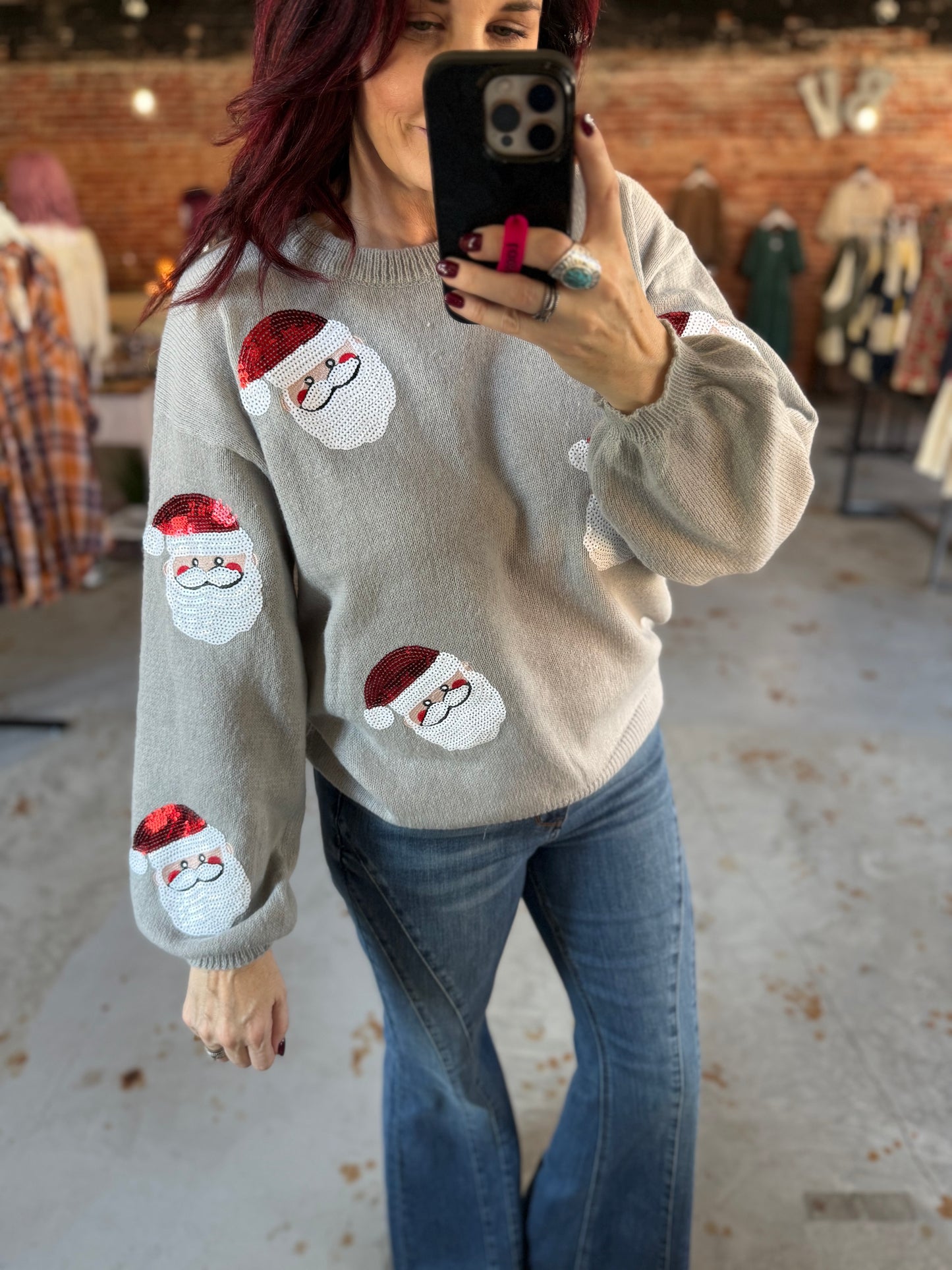 Sequin Santa Sweater