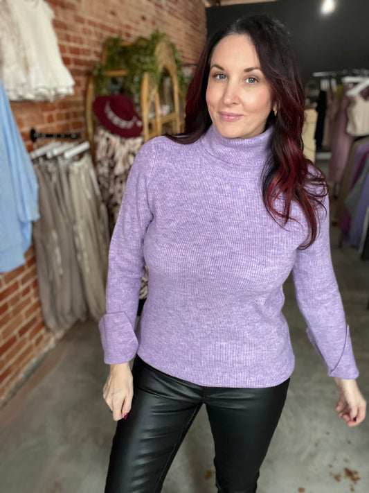 Rose Turtleneck Top - Lilac