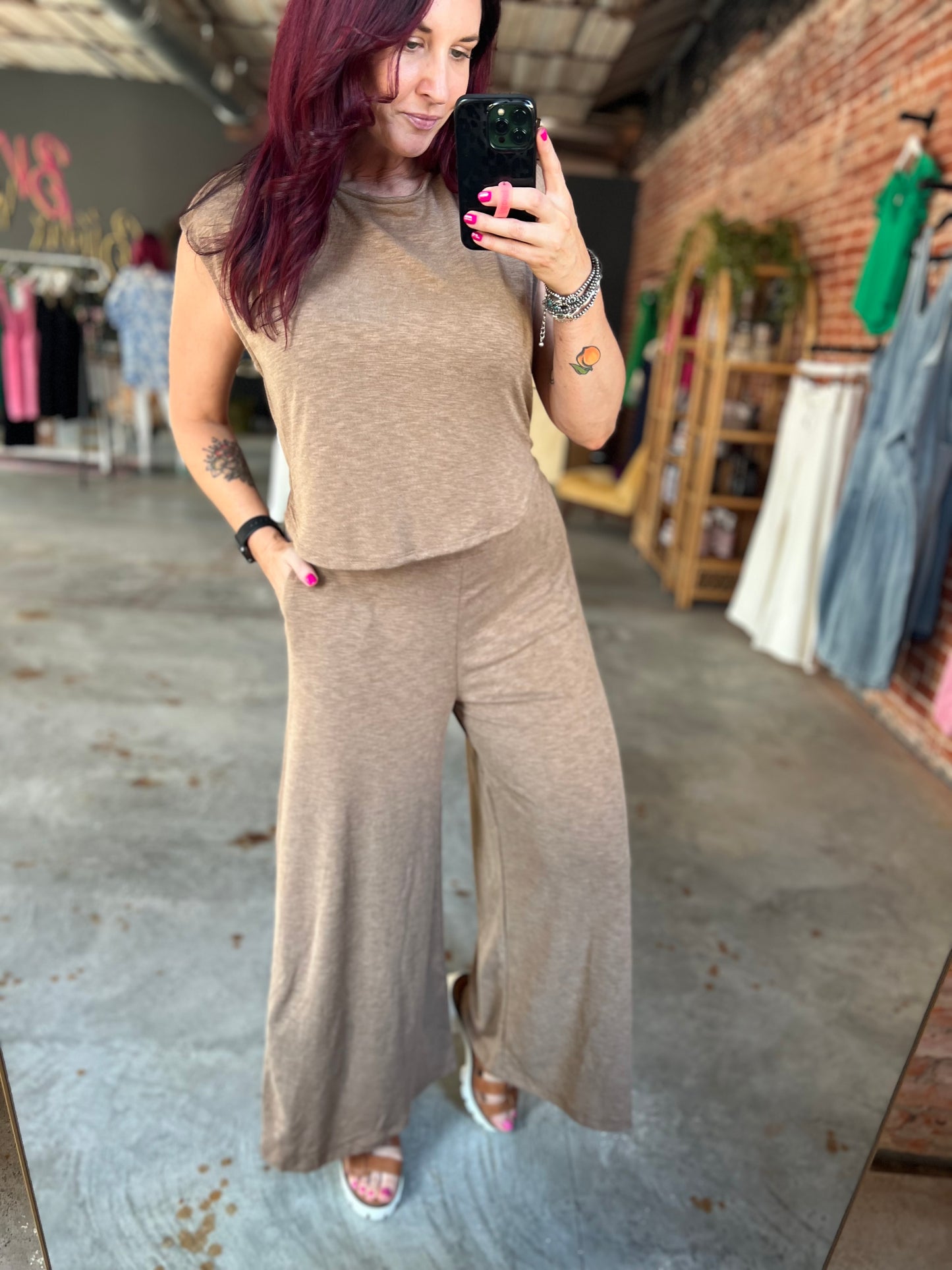 Wide Leg Jumpsuit - Mocha