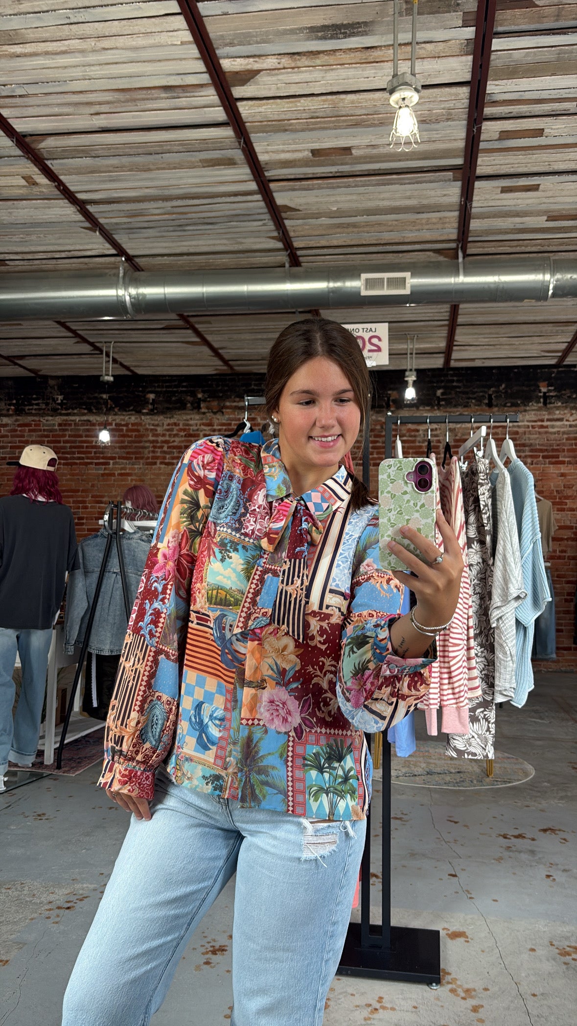 Melani Tropical Collared Blouse