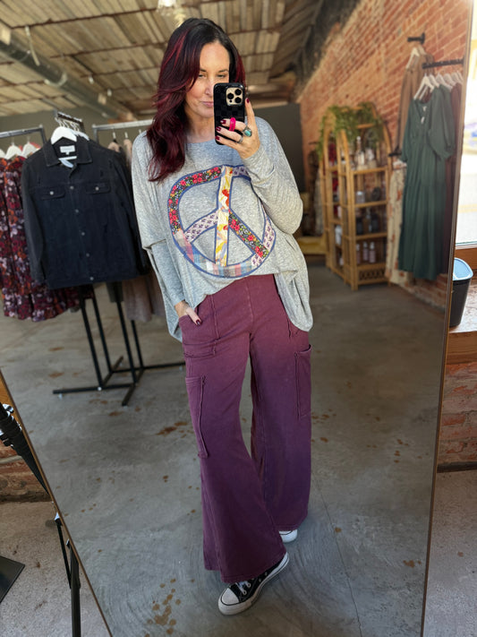 Oversized Utility Sweatpants - Dark Cherry