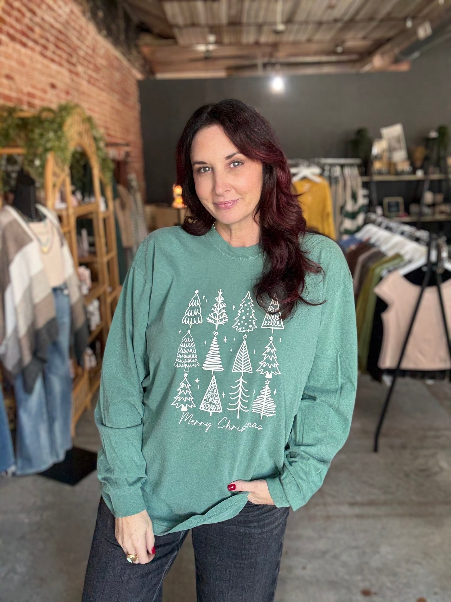 Retro Christmas Tree Long Sleeve