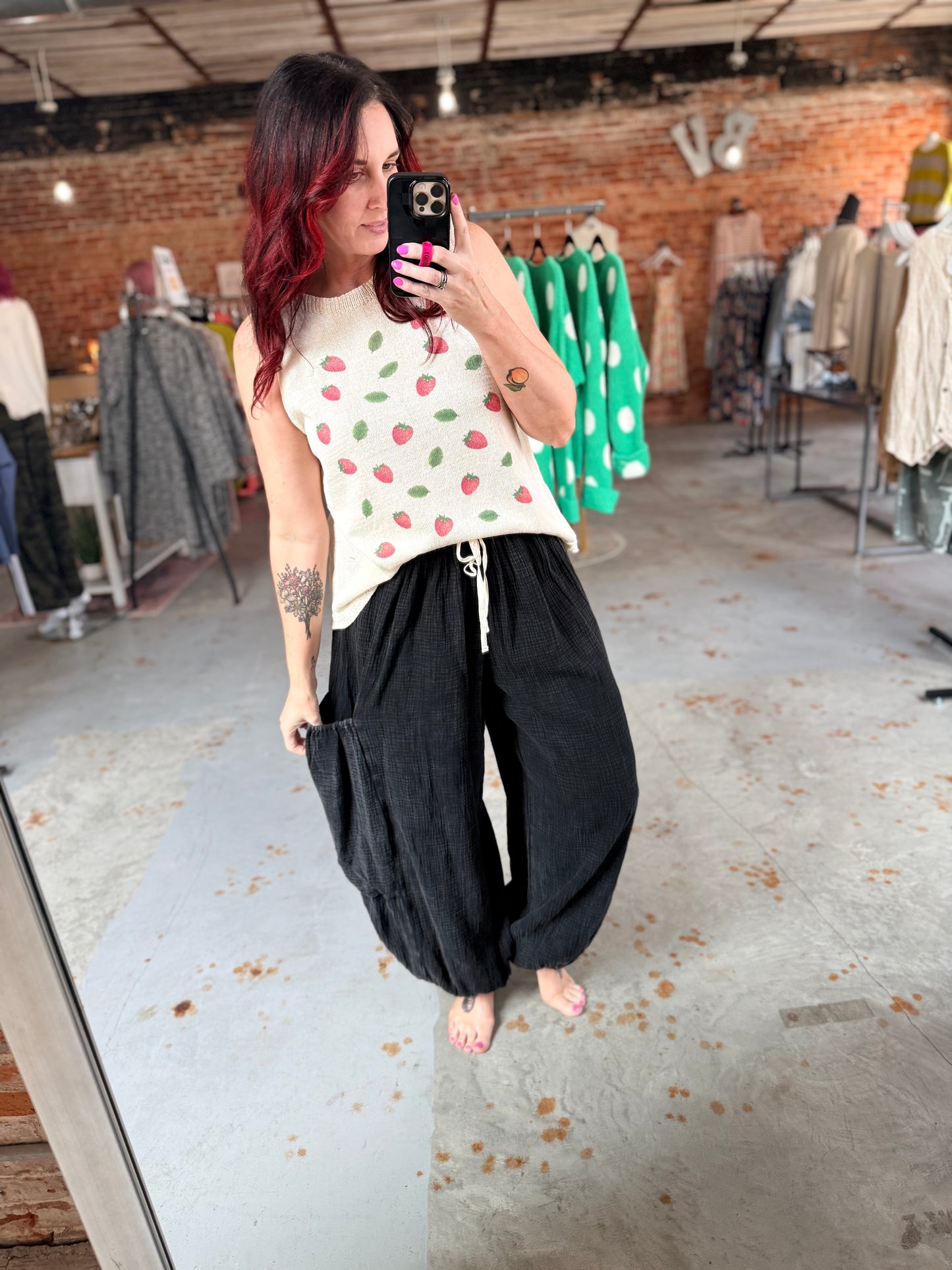 Balloon Leg Gauze Pants