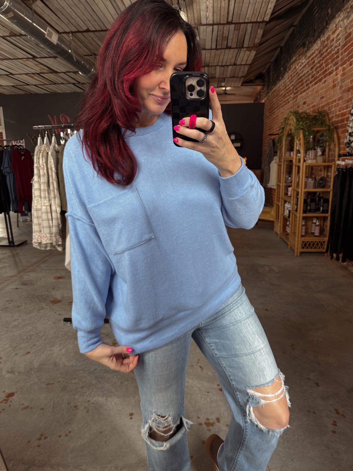 Basic Oversized Sweater - Winter Blue