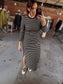 Striped Midi Dress Black
