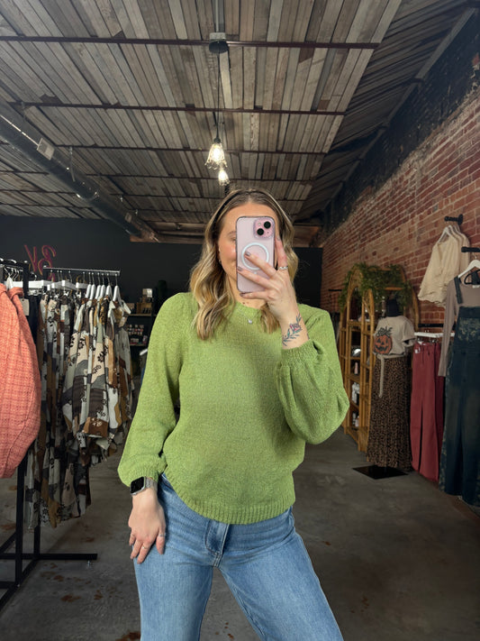 Lightweight Mock Neck Sweater - Lime