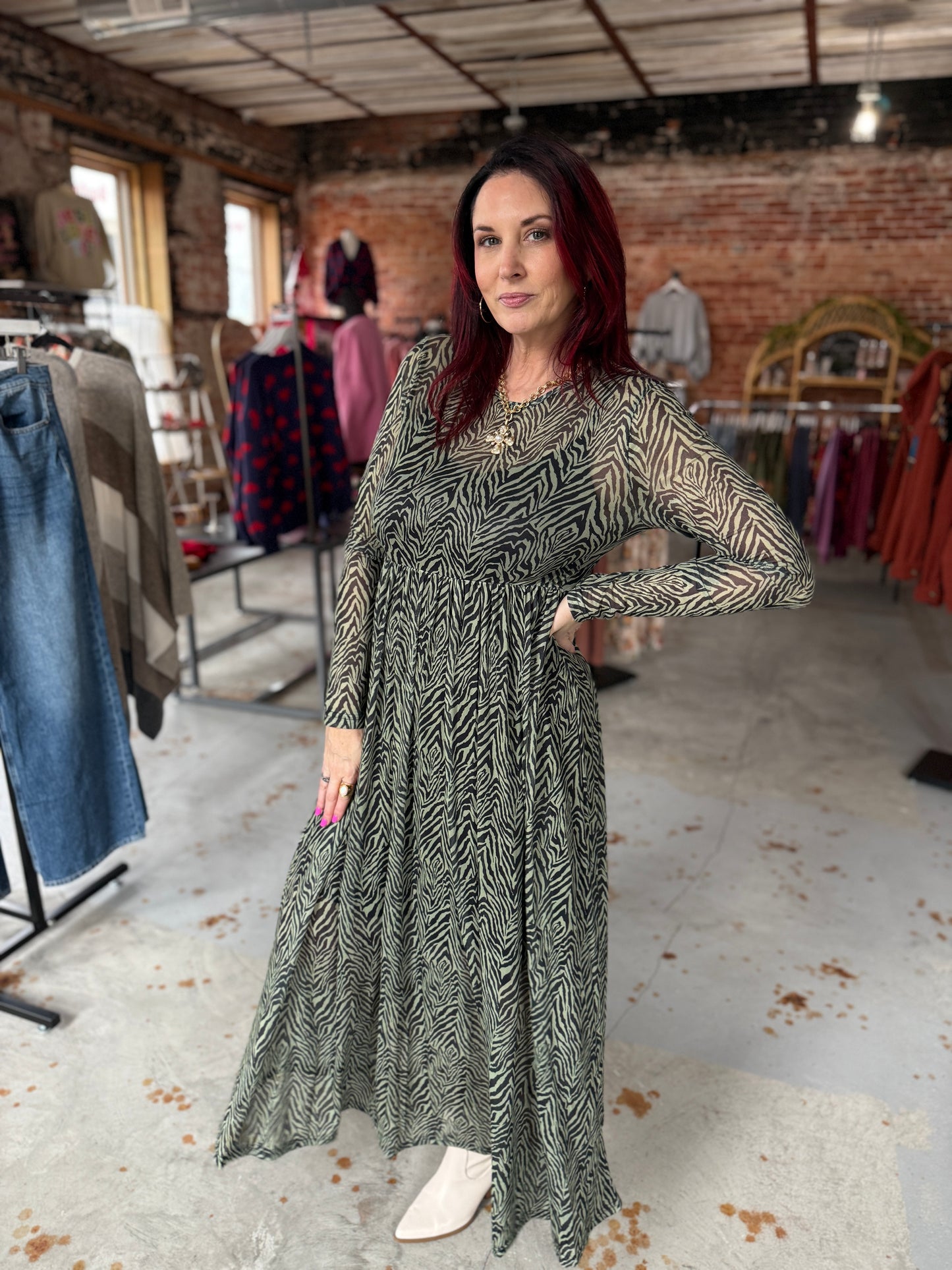 Zebra Print Mesh Dress