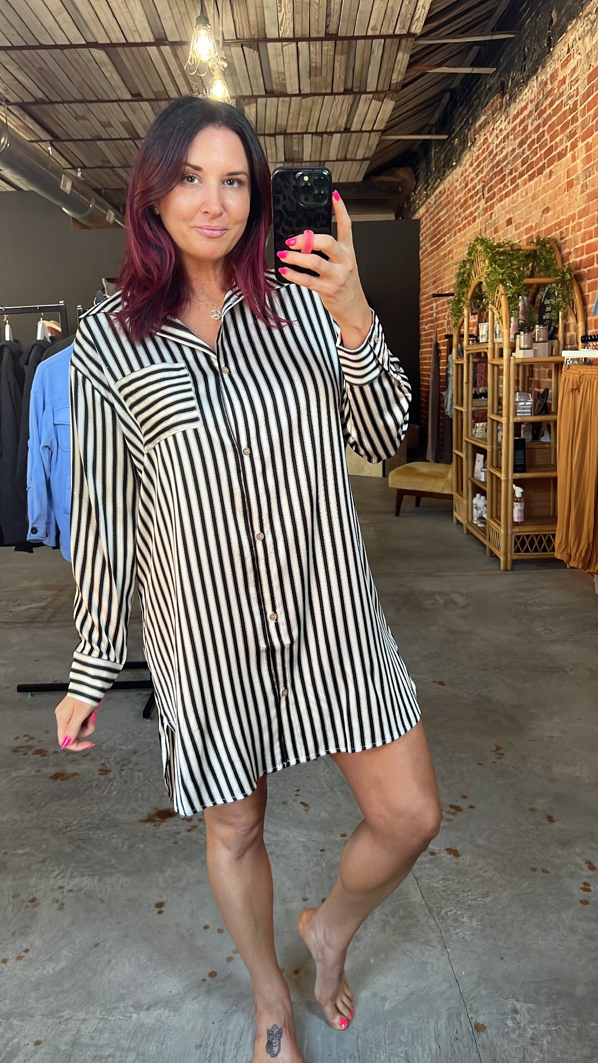Striped Shirt Button Dress