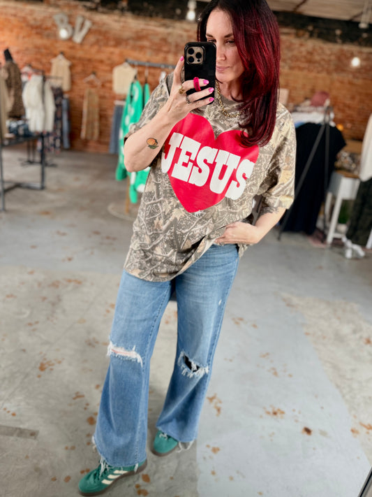 Camo Jesus Heart Tee