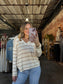 Striped V Neck Top - Cream
