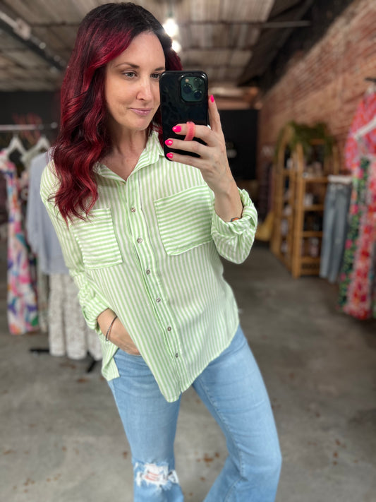 Easy Stripes Top - Lime