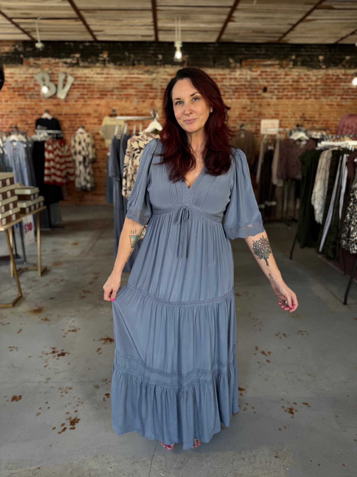 Lace Trim Maxi Dress