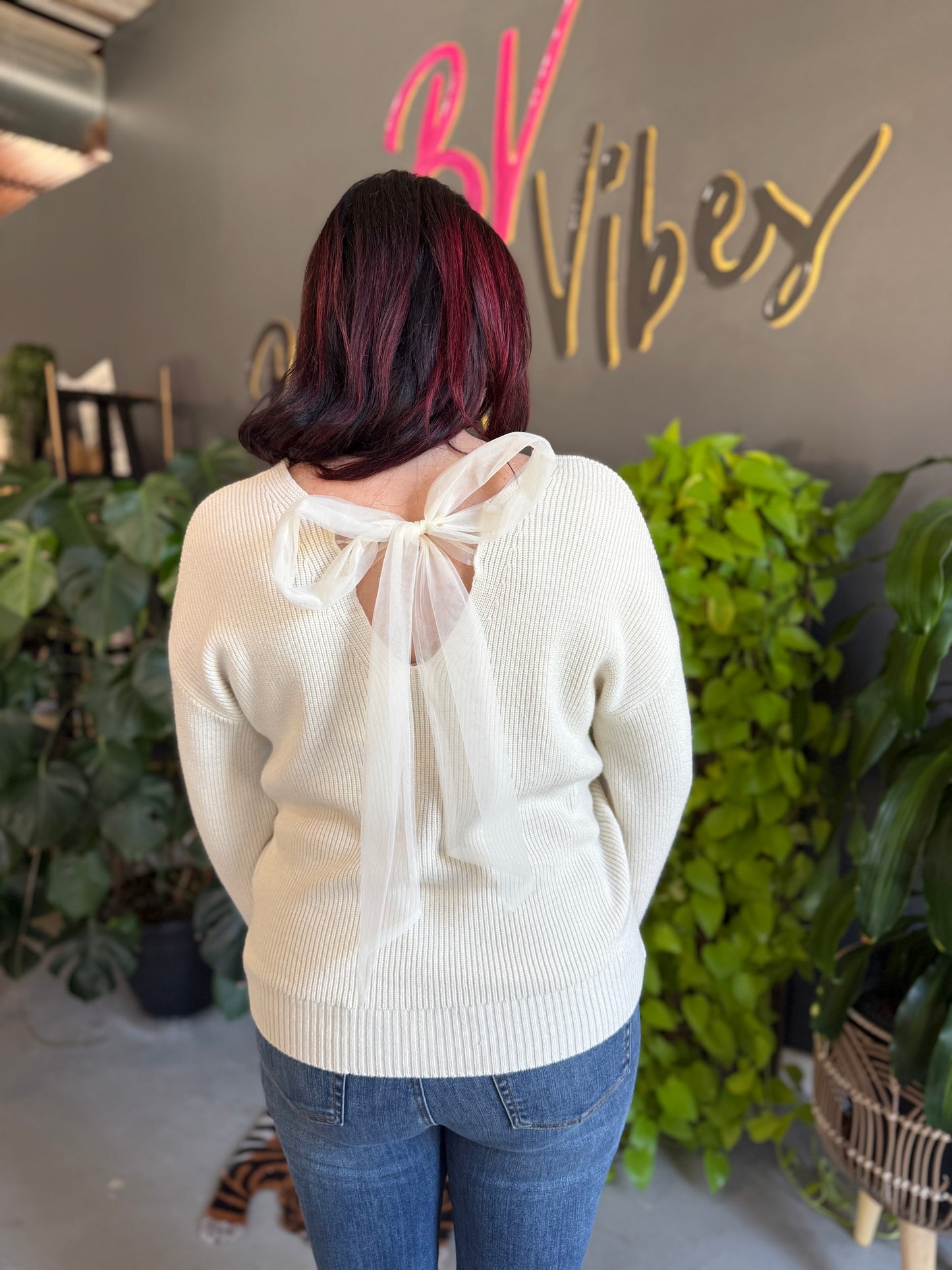 Back Bow Tie Sweater