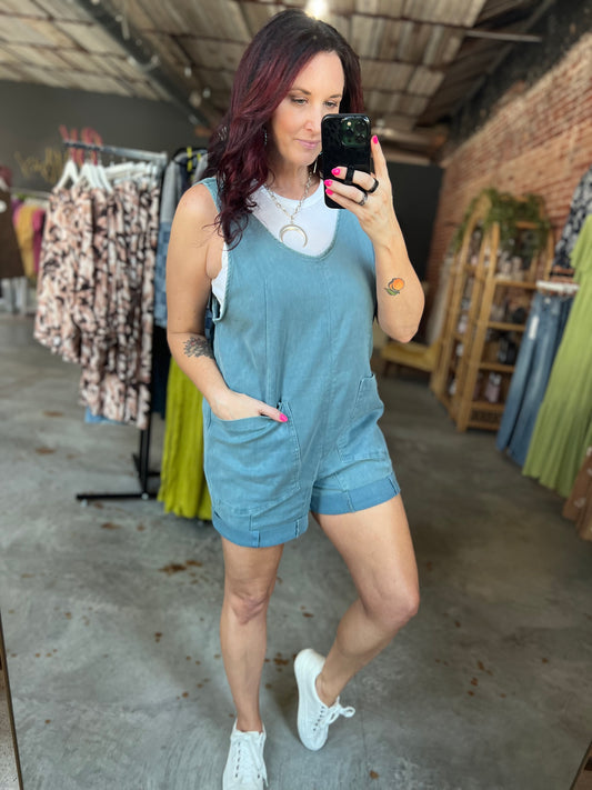 Adjustable Denim Romper