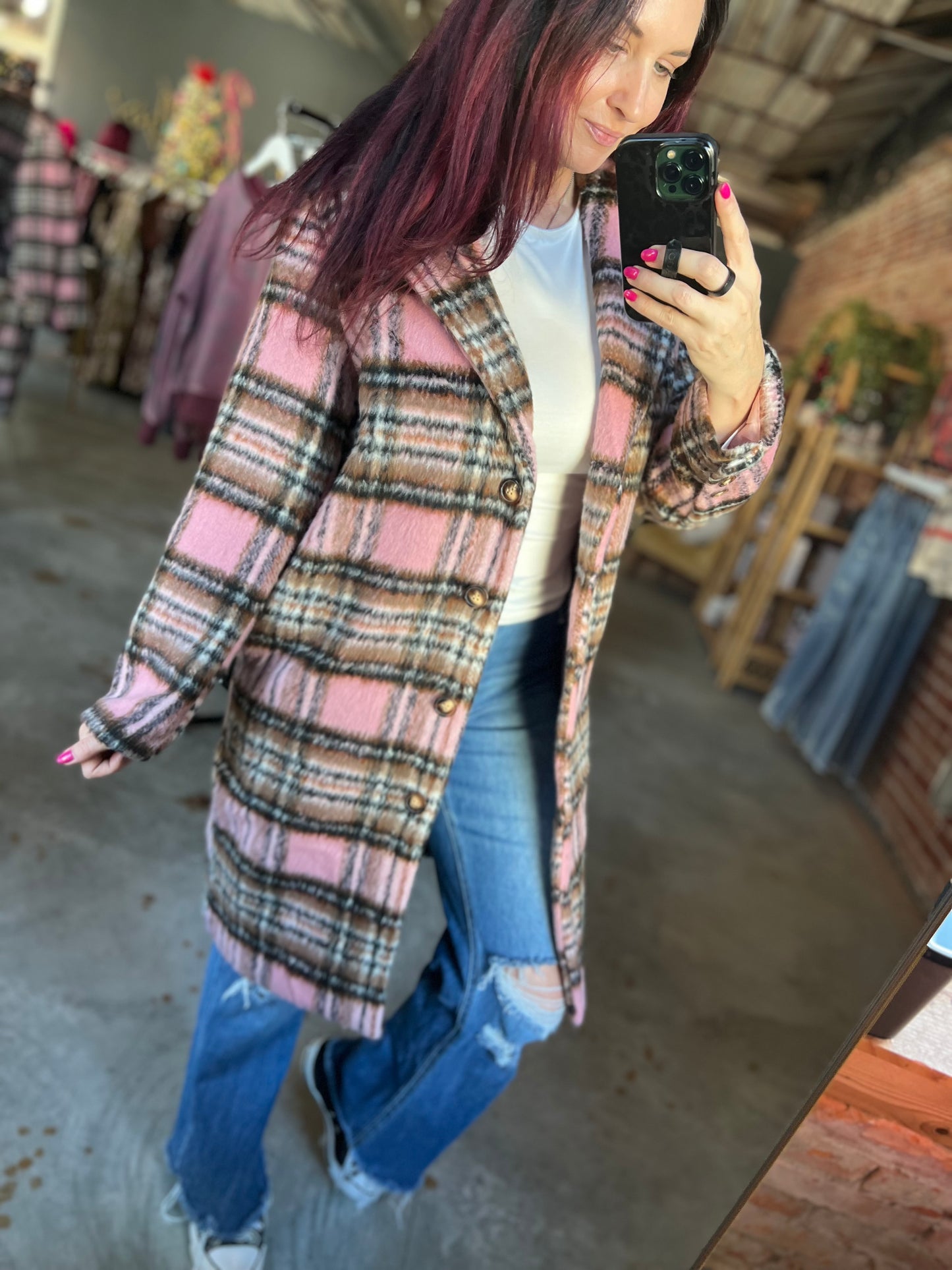 Pink Plaid Coat