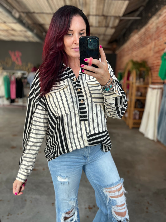 Striped Collared Top