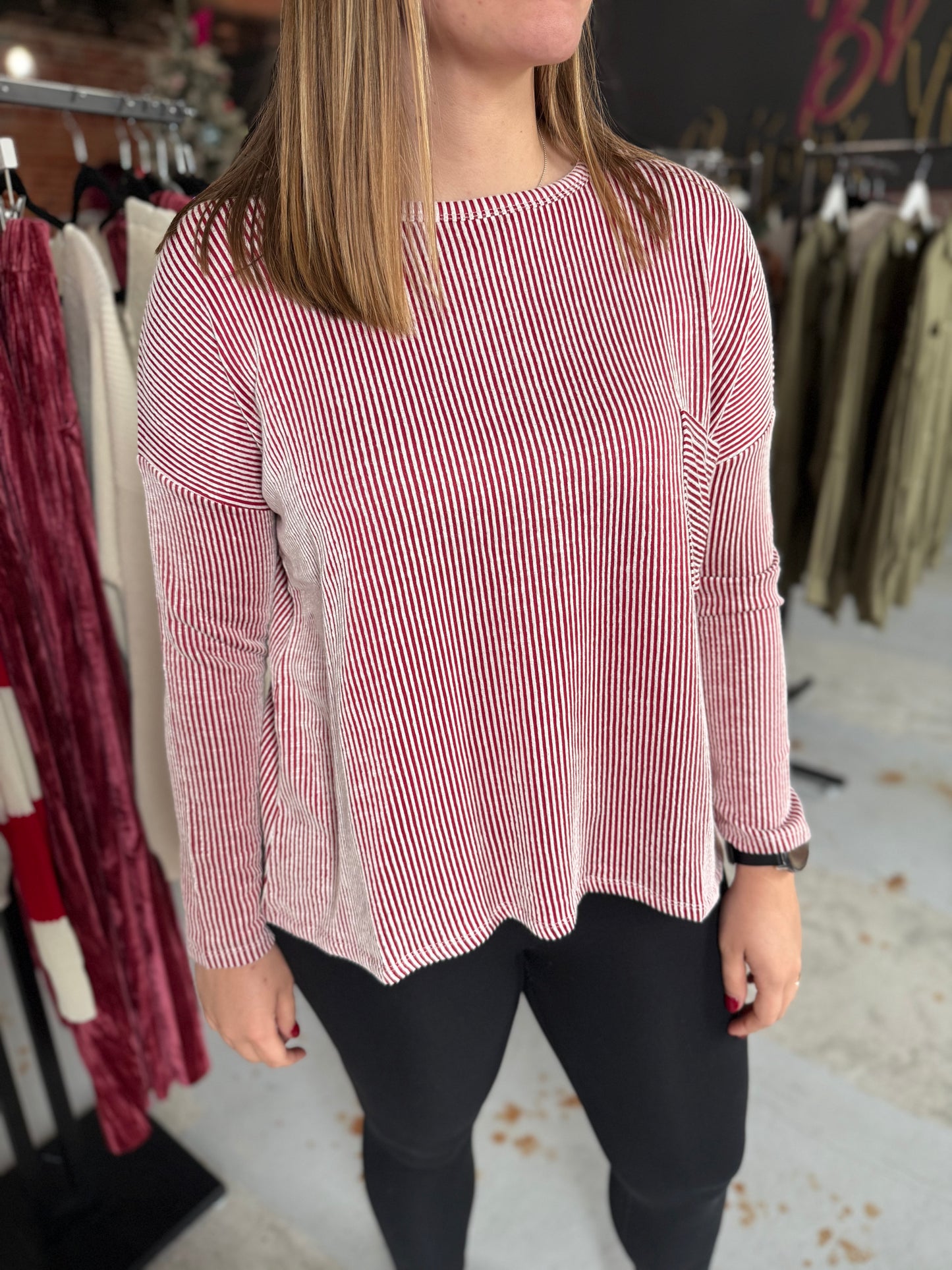 Nauty Stripes Long Sleeve - Red