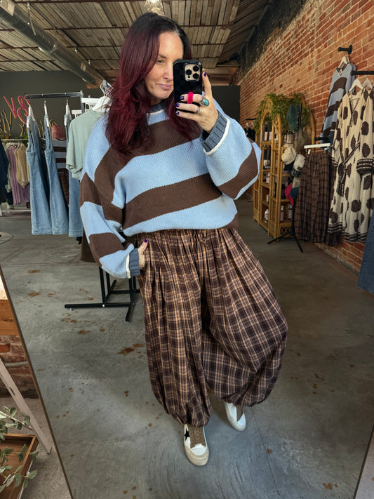 Oversized Stripe Blue Crewneck