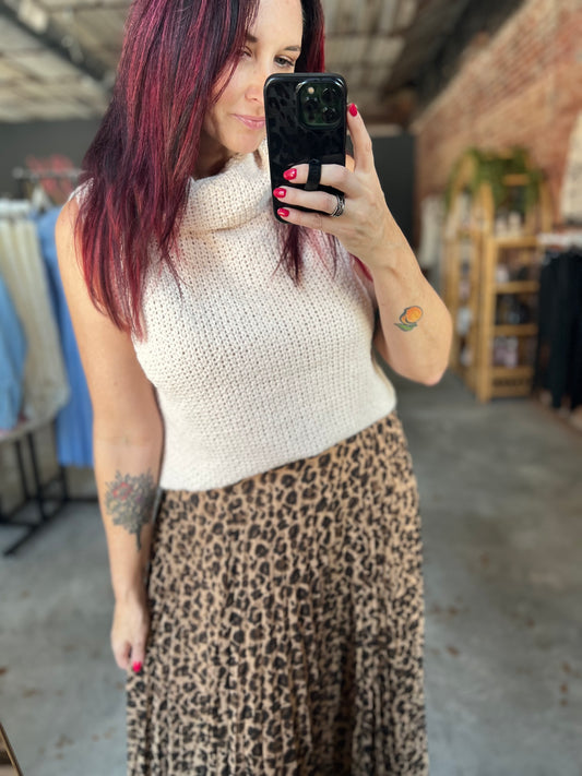 Sleeveless Cowl Neck Crochet Top