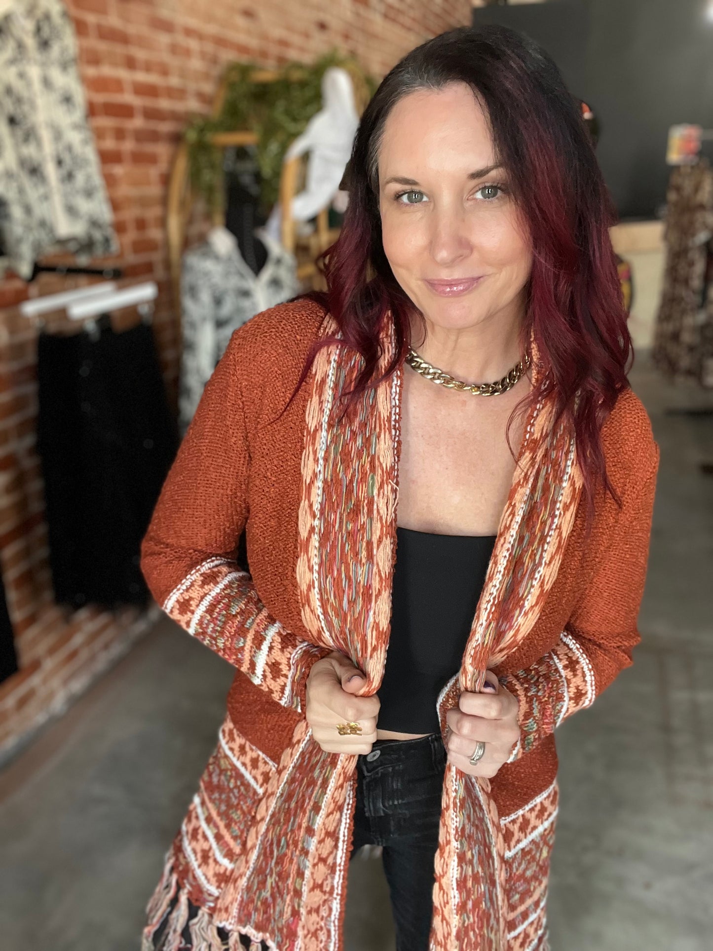 Aztec Open Front Cardigan